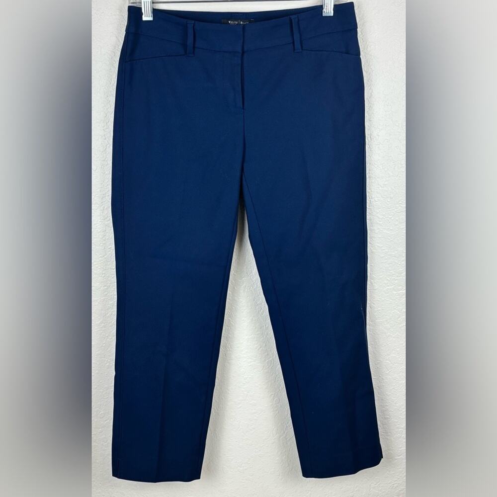 White House Black Market Blue Perfect form Straight Cropped Pants Size 0